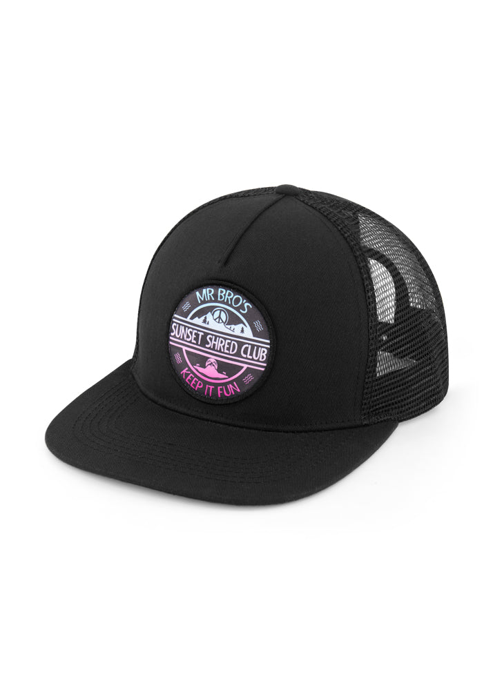 Sunset Shred Club Trucker Cap (Black)